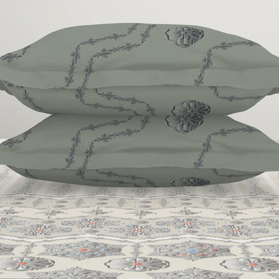 Carving Ornate Cream 100% Cotton King Size Bedsheet - Rangana by Spaces