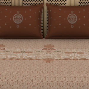 Godna Ornate Brown 100% Cotton King Size Bedsheet - Rangana by Spaces