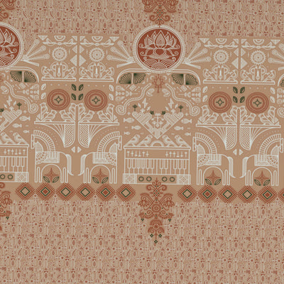 Godna Ornate Brown 100% Cotton King Size Bedsheet - Rangana by Spaces