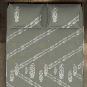 Jamdani Ornate Taupe 100% Cotton King Size Bedsheet - Rangana by Spaces