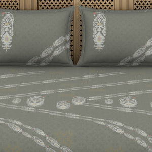 Jamdani Ornate Taupe 100% Cotton King Size Bedsheet - Rangana by Spaces