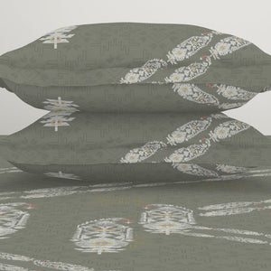 Jamdani Ornate Taupe 100% Cotton King Size Bedsheet - Rangana by Spaces