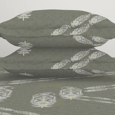 Jamdani Ornate Taupe 100% Cotton King Size Bedsheet - Rangana by Spaces