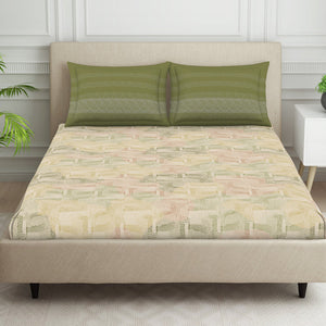 Organic Textures Geometric 100% Cotton Double Bedsheet - Essentials by Spaces