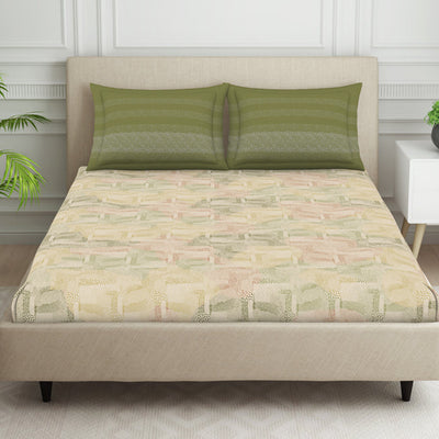 Organic Textures Geometric 100% Cotton Double Bedsheet - Essentials by Spaces
