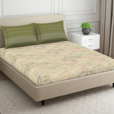Organic Textures Geometric 100% Cotton Double Bedsheet - Essentials by Spaces