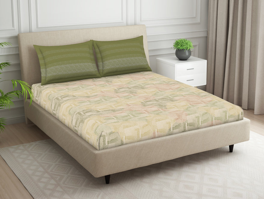 Organic Textures Geometric 100% Cotton Double Bedsheet - Essentials by Spaces
