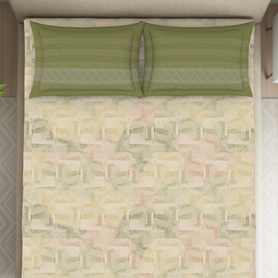 Organic Textures Geometric 100% Cotton Double Bedsheet - Essentials by Spaces