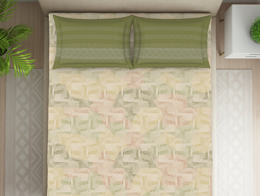 Organic Textures Geometric 100% Cotton Double Bedsheet - Essentials by Spaces