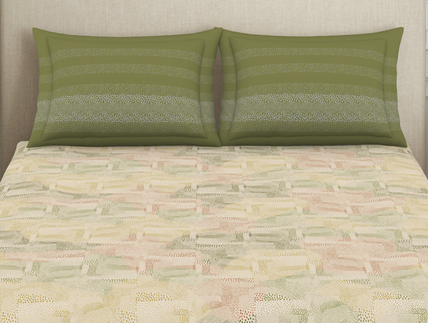 Organic Textures Geometric 100% Cotton Double Bedsheet - Essentials by Spaces
