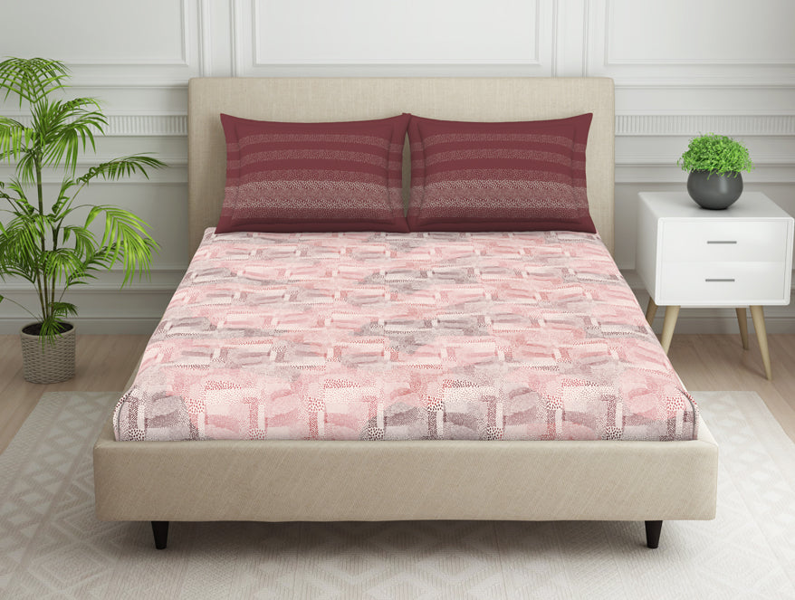 Organic Textures Geometric 100% Cotton Double Bedsheet - Essentials by Spaces