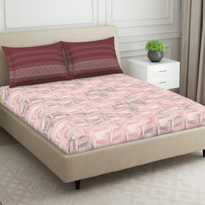 Organic Textures Geometric 100% Cotton Double Bedsheet - Essentials by Spaces