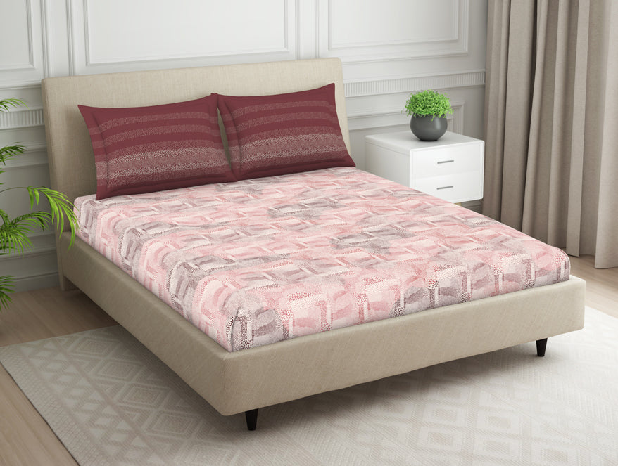 Organic Textures Geometric 100% Cotton Double Bedsheet - Essentials by Spaces