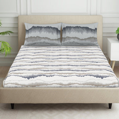 Organic Textures Abstract 100% Cotton Double Bedsheet - Essentials by Spaces