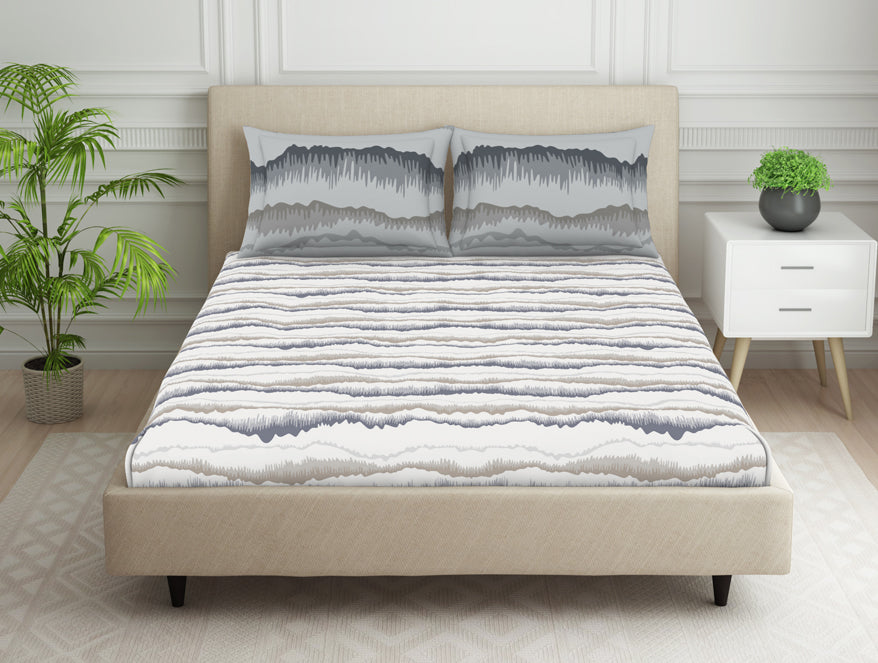Organic Textures Abstract 100% Cotton Double Bedsheet - Essentials by Spaces