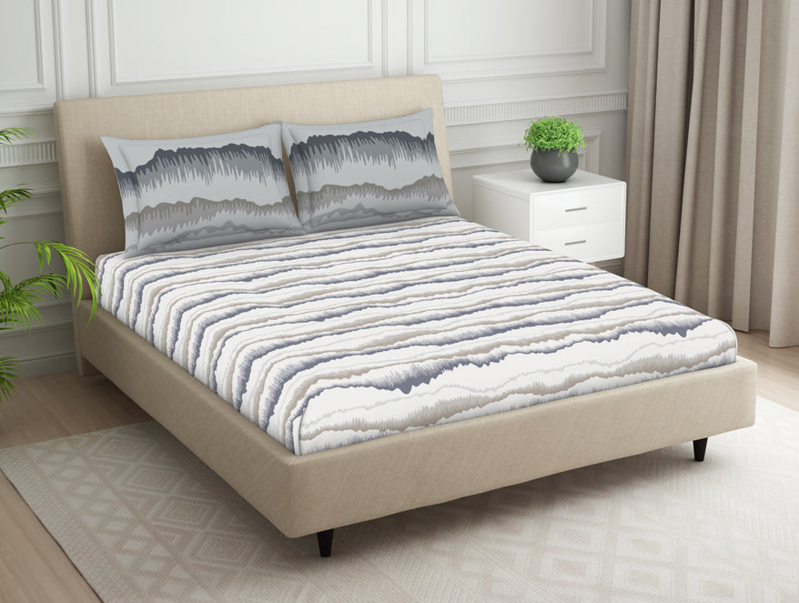 Organic Textures Abstract 100% Cotton Double Bedsheet - Essentials by Spaces
