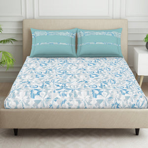 Organic Textures Geometric 100% Cotton Double Bedsheet - Essentials by Spaces