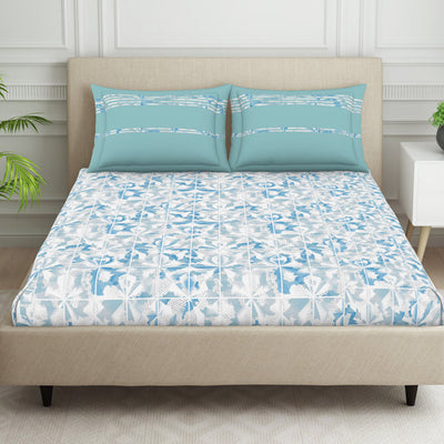 Organic Textures Geometric 100% Cotton Double Bedsheet - Essentials by Spaces