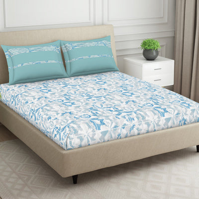 Organic Textures Geometric 100% Cotton Double Bedsheet - Essentials by Spaces