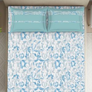Organic Textures Geometric 100% Cotton Double Bedsheet - Essentials by Spaces