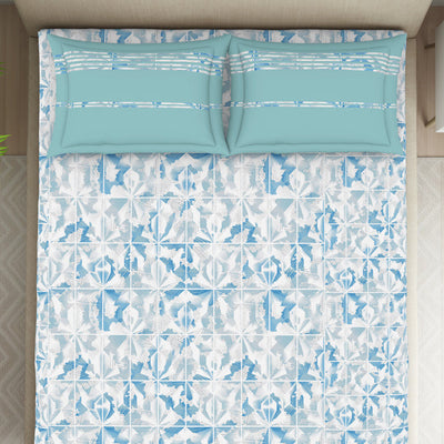 Organic Textures Geometric 100% Cotton Double Bedsheet - Essentials by Spaces