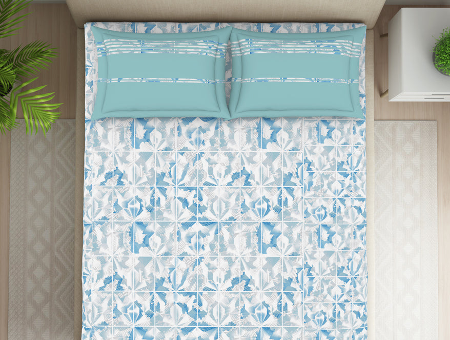 Organic Textures Geometric 100% Cotton Double Bedsheet - Essentials by Spaces