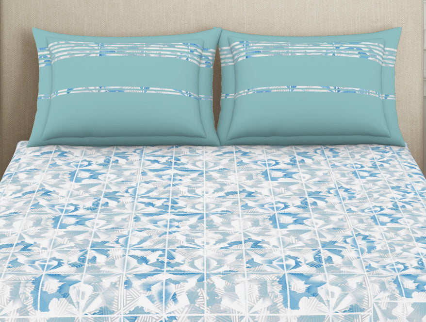 Organic Textures Geometric 100% Cotton Double Bedsheet - Essentials by Spaces