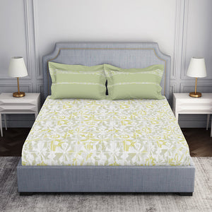 Organic Textures Geometric 100% Cotton Double Bedsheet - Essentials by Spaces