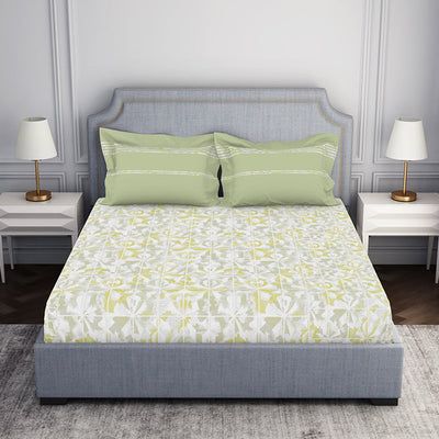 Organic Textures Geometric 100% Cotton Double Bedsheet - Essentials by Spaces