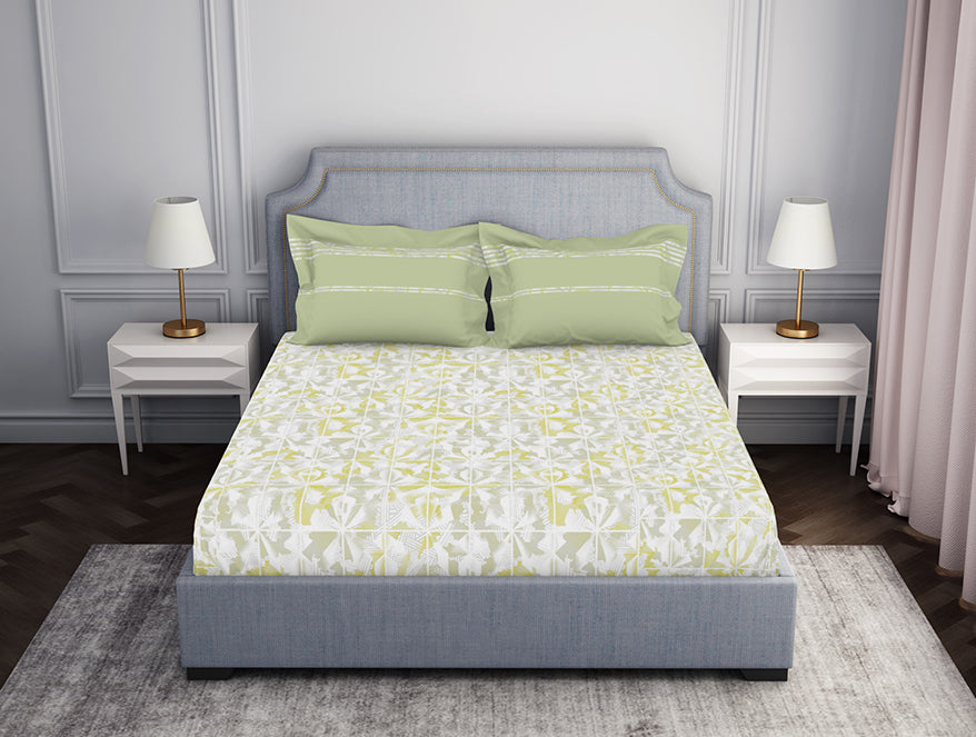 Organic Textures Geometric 100% Cotton Double Bedsheet - Essentials by Spaces