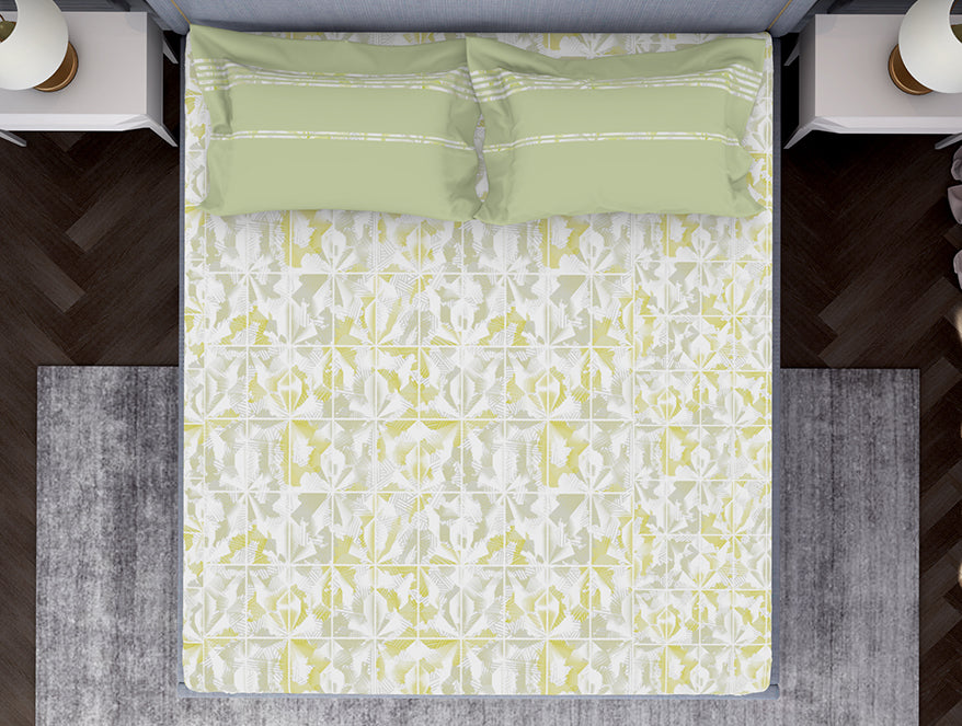 Organic Textures Geometric 100% Cotton Double Bedsheet - Essentials by Spaces