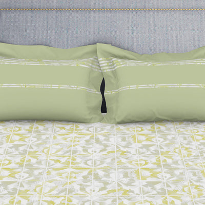 Organic Textures Geometric 100% Cotton Double Bedsheet - Essentials by Spaces