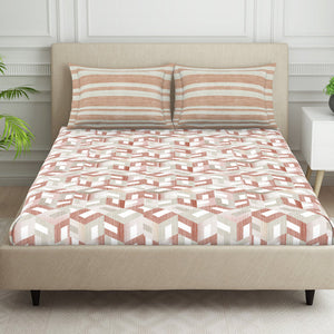Organic Textures Geometric 100% Cotton Double Bedsheet - Essentials by Spaces