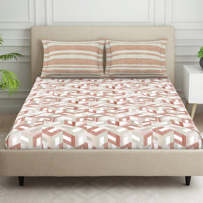 Organic Textures Geometric 100% Cotton Double Bedsheet - Essentials by Spaces
