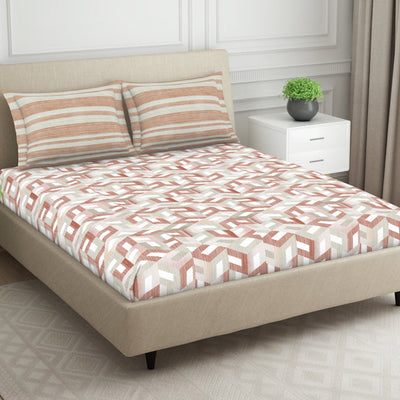 Organic Textures Geometric 100% Cotton Double Bedsheet - Essentials by Spaces