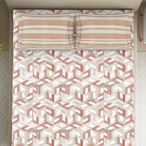 Organic Textures Geometric 100% Cotton Double Bedsheet - Essentials by Spaces
