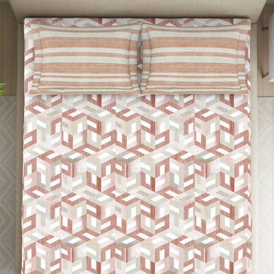 Organic Textures Geometric 100% Cotton Double Bedsheet - Essentials by Spaces
