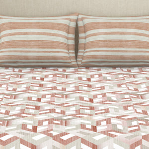 Organic Textures Geometric 100% Cotton Double Bedsheet - Essentials by Spaces