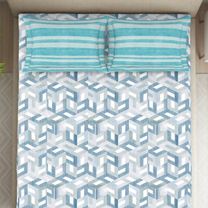 Organic Textures Geometric 100% Cotton Double Bedsheet - Essentials by Spaces