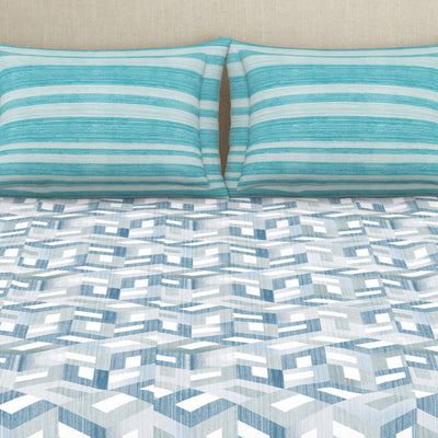 Organic Textures Geometric 100% Cotton Double Bedsheet - Essentials by Spaces