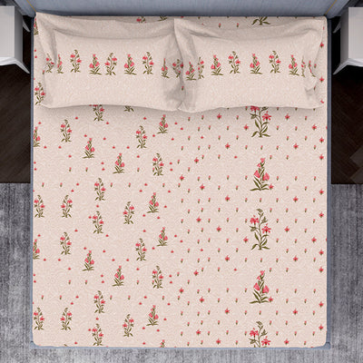 Indie Flora Floral 100% Cotton Double Bedsheet - Essentials by Spaces
