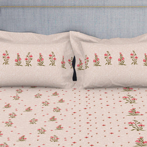 Indie Flora Floral 100% Cotton Double Bedsheet - Essentials by Spaces