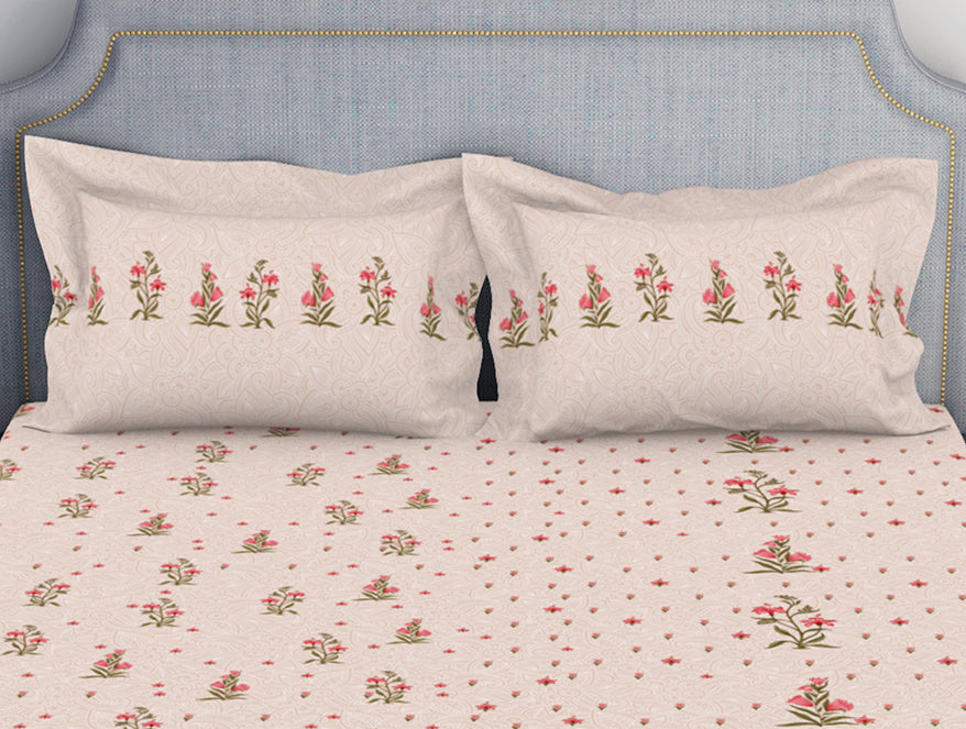 Indie Flora Floral 100% Cotton Double Bedsheet - Essentials by Spaces
