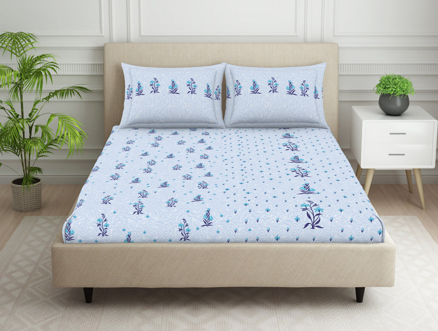 Indie Flora Floral 100% Cotton Double Bedsheet - Essentials by Spaces