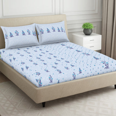 Indie Flora Floral 100% Cotton Double Bedsheet - Essentials by Spaces