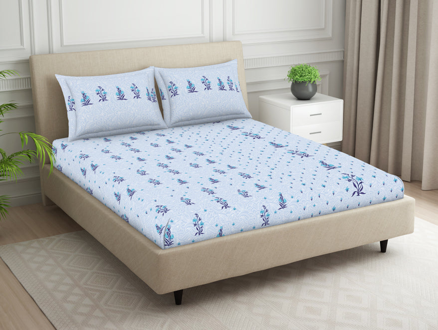 Indie Flora Floral 100% Cotton Double Bedsheet - Essentials by Spaces