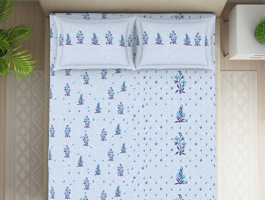 Indie Flora Floral 100% Cotton Double Bedsheet - Essentials by Spaces