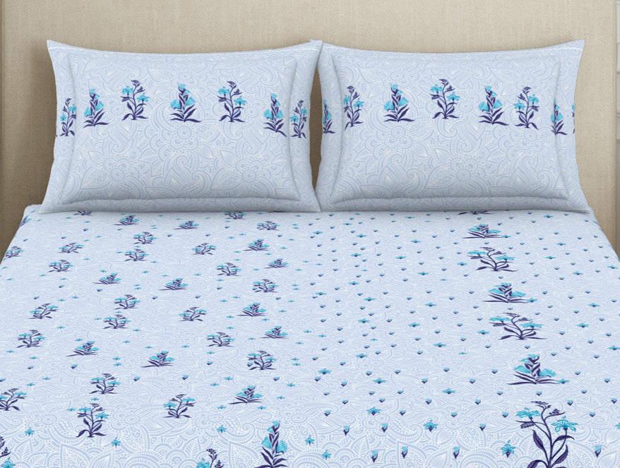 Indie Flora Floral 100% Cotton Double Bedsheet - Essentials by Spaces