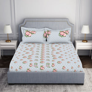 Indie Flora Floral 100% Cotton Double Bedsheet - Essentials by Spaces