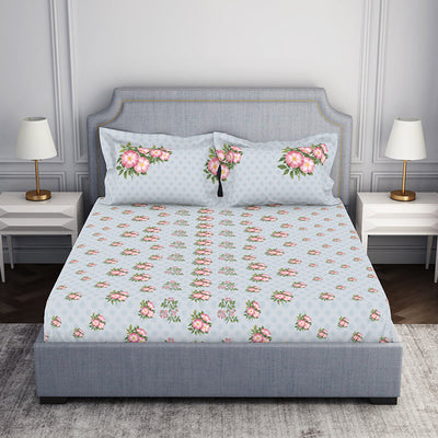 Indie Flora Floral 100% Cotton Double Bedsheet - Essentials by Spaces